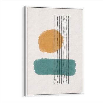 Obraz w ramie 80x120 - Wibracje Barw - abstrakcyjne akwarelowe plamy, nieregularne kreski - rama biała