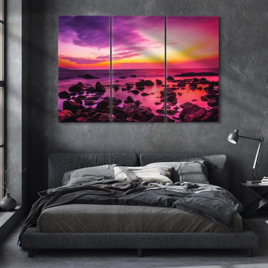 Obraz na płótnie 120x80 - Skały i plaża nad morzem - morze, plaża