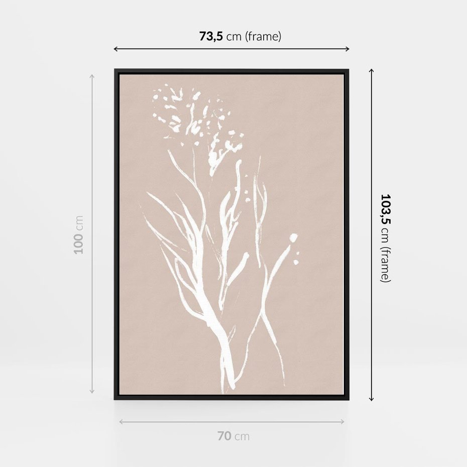 Obraz w ramie 70x100 - Impresje Pastelowych Nastrojów - minimalistyczny delikatny obraz, beżowe odcienie - rama czarna