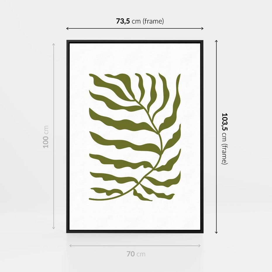 Obraz w ramie 70x100 - Rytmy Chaosu - roślina, gałązka - rama czarna