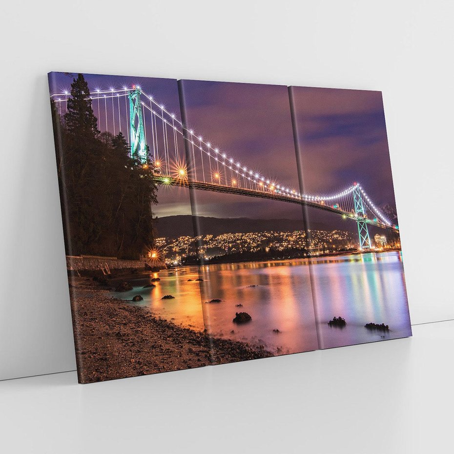 Obraz na płótnie 120x80 - Most nocą w Kanadzie - Kanada, most
