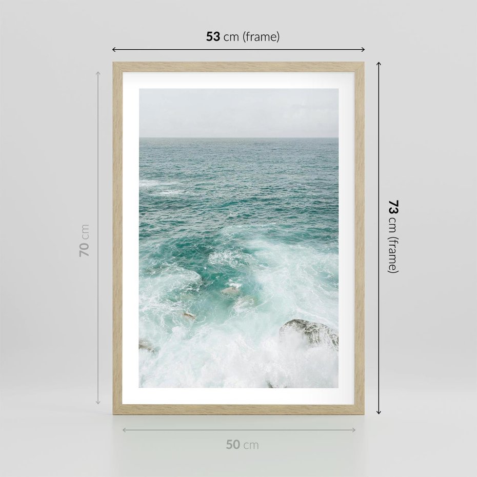 Plakat w ramie 50x70 - Wzburzony Żywioł - morze, ocean - rama drewno