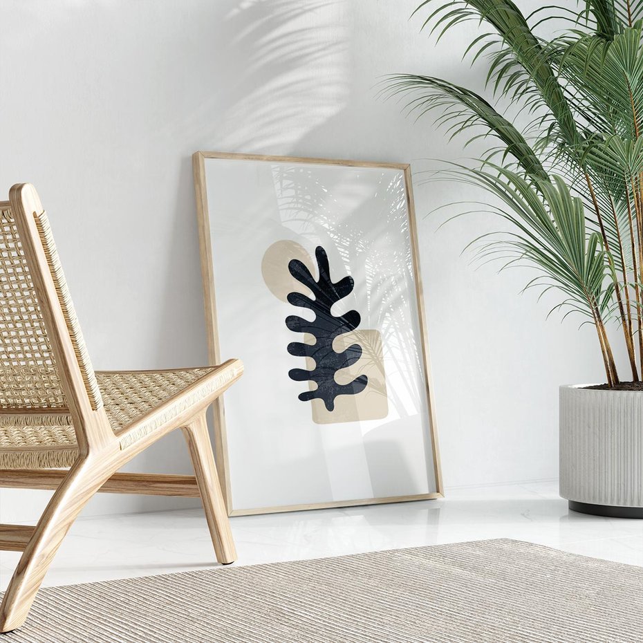 Plakat w ramie 50x70 - Opowieść Przenikających Energii - inspiracja mattise, abstrakcja - rama drewno