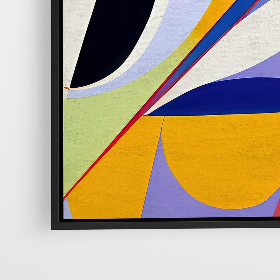 Obraz w ramie 50x50 - Kolorowe Przesunięcia Kształtów - abstrakcyjny obraz olejny, żywe kolory - rama czarna