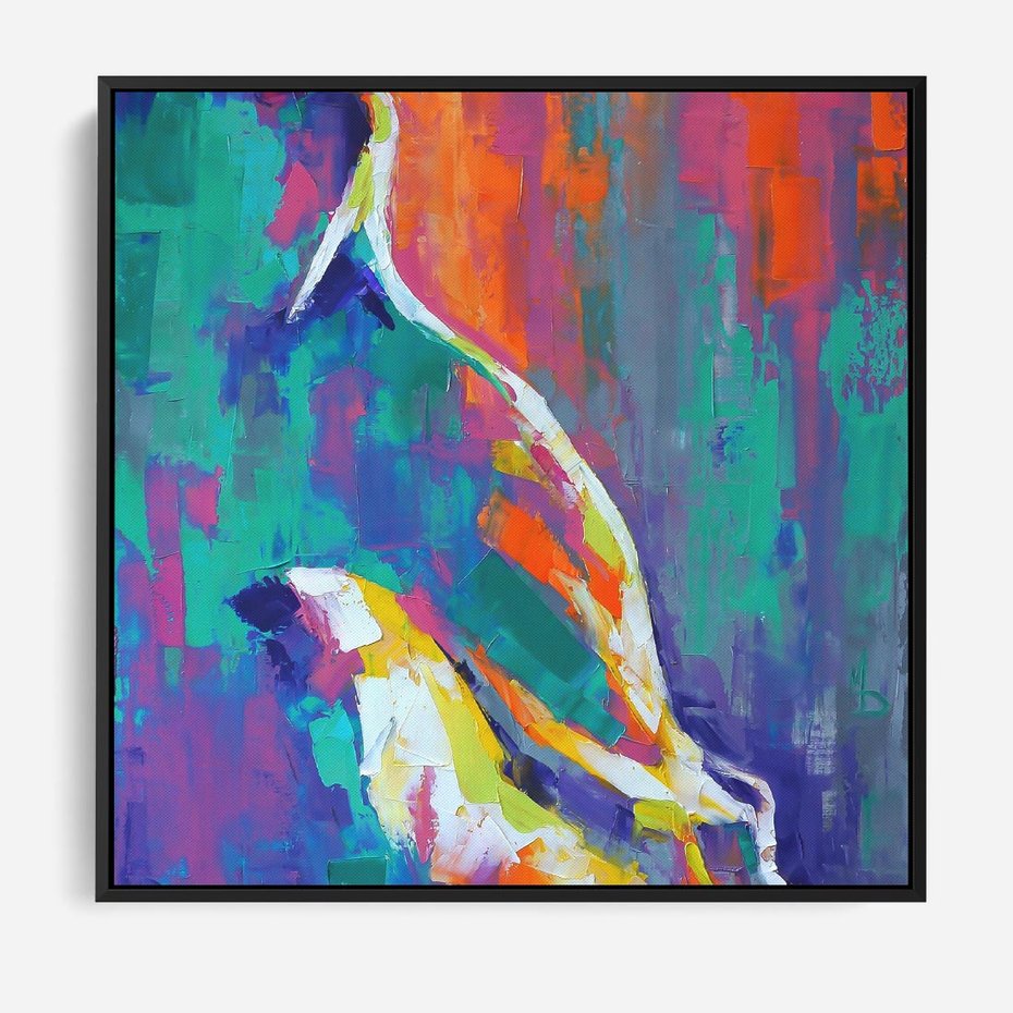Obraz w ramie 50x50 - Olejne Wibrujące Emocje - abstrakcyjny obraz, różne kolorowe maźnięcia pędzla - rama czarna
