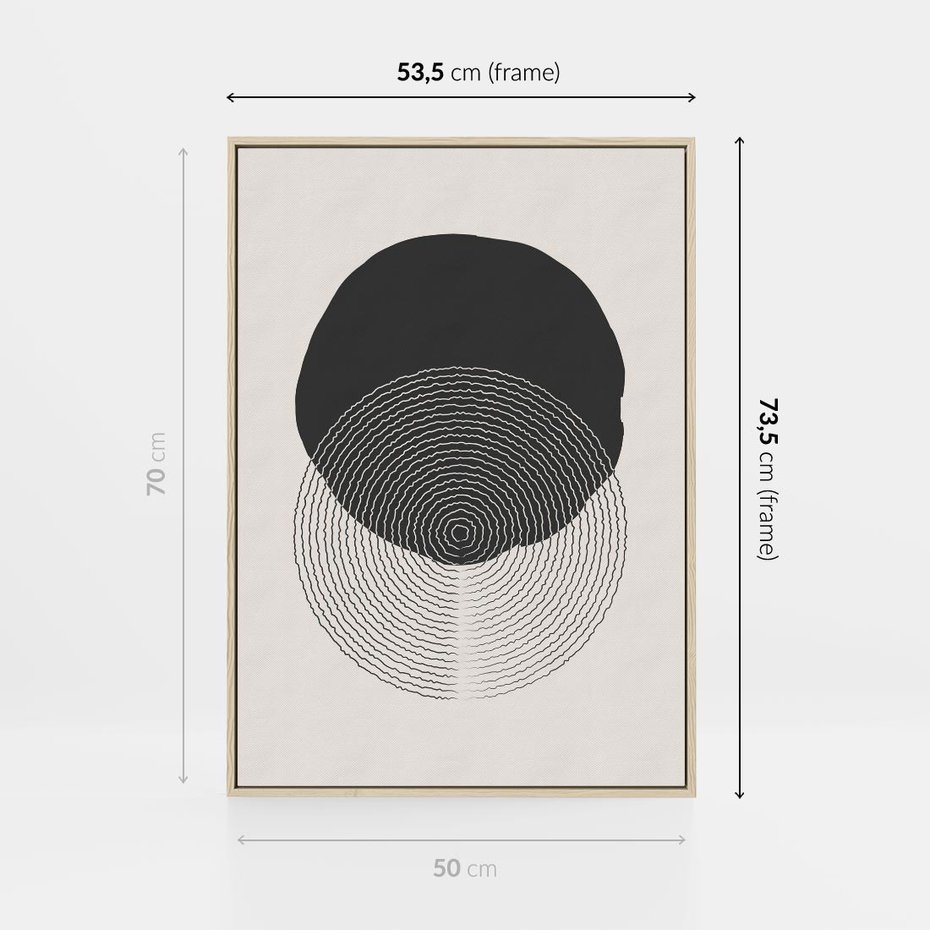 Obraz w ramie 50x70 - Boho Przenikanie Uroku - abstrakcyjna kompozycja, okręgi - rama drewno