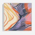 Obraz w ramie 50x50 - Pokreślony Świat - abstrakcyjne formy, odcienie pomarańczu i fioletu - rama biała