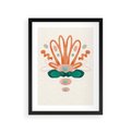 Plakat w ramie 30x40 - Harmonia Nienormalności - akwarelowe abstrakcyjne kształty, zieleń i pomarańcz - rama czarna