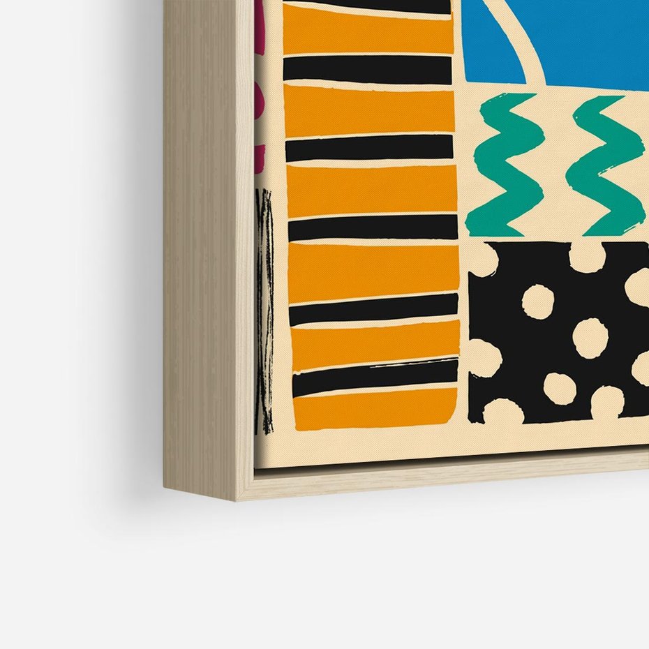 Obraz w ramie 50x50 - Etno Boho - etno ornamenty, boho klimat - rama drewno