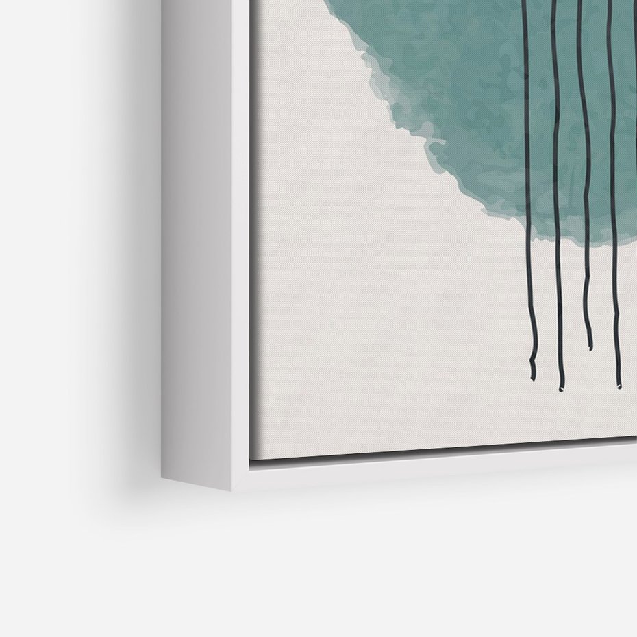 Obraz w ramie 70x100 - Podróżne Inspiracje - abstrakcyjna akwarelowa plama, nieregularne kreski - rama biała