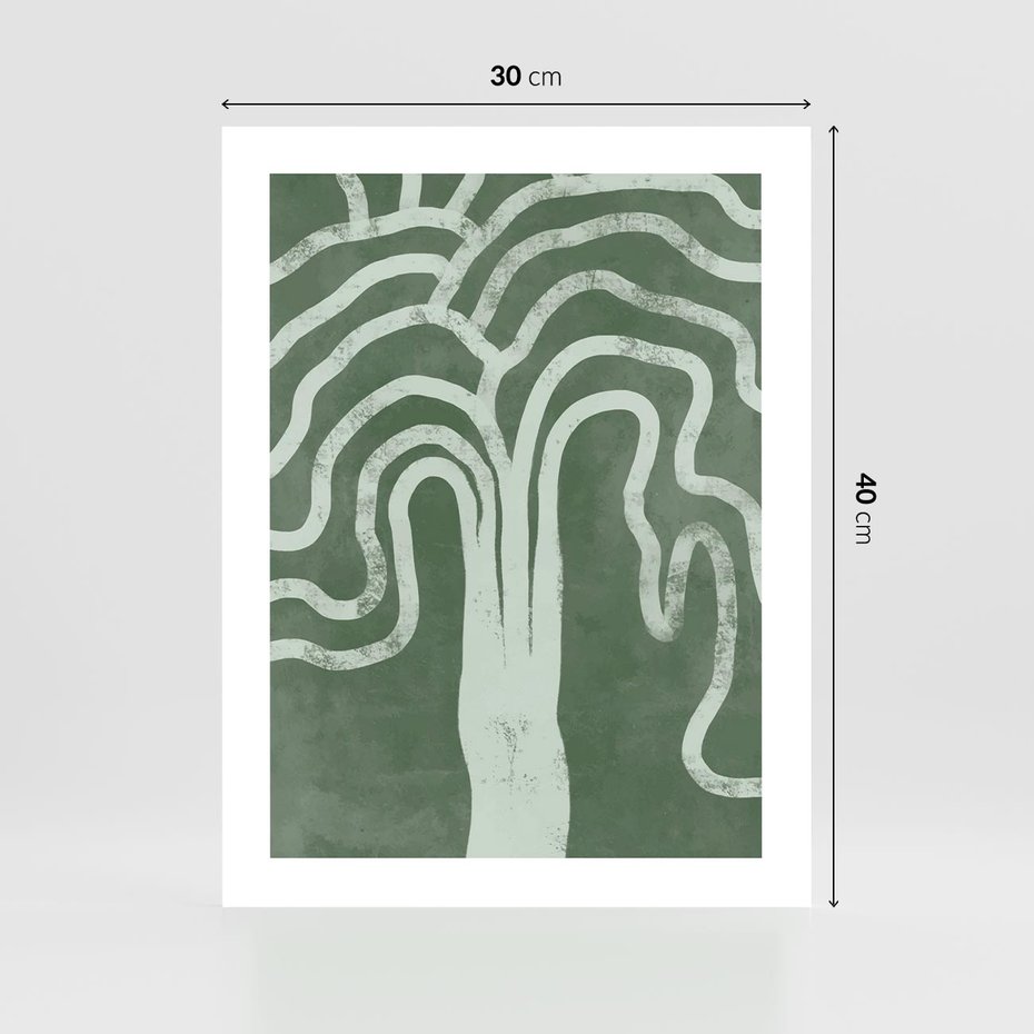 Plakat bez ramy 30x40 - Inspirujące Zawiłości Zieleni - abstrakcyjny kształt, zielony plakat