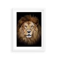 Plakat w ramie 30x40 - Król zwierząt w majestatycznym stylu - lew, król - rama biała