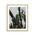 Plakat w ramie 40x50 - Boho oaza wśród kaktusów - kaktusy, pustynia - rama drewno