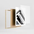 Plakat w ramie 30x40 - Nowoczesna Surowość: Wieżowiec na Czarno-Białej Grafice - architektura, wieżowiec - rama drewno