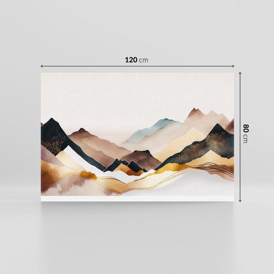 Obraz na płótnie 120x80 - Góry Tonące w Pastelach - złote pastelowe góry, akwarela