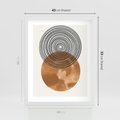 Plakat w ramie 40x50 - Taniec Okręgów - boho obraz, geometria - rama biała