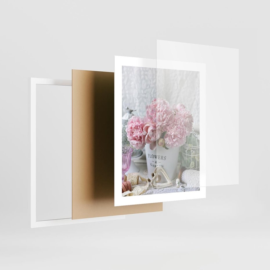 Plakat w ramie 40x50 - Miłość w powietrzu - kwiaty, romantyczne - rama biała