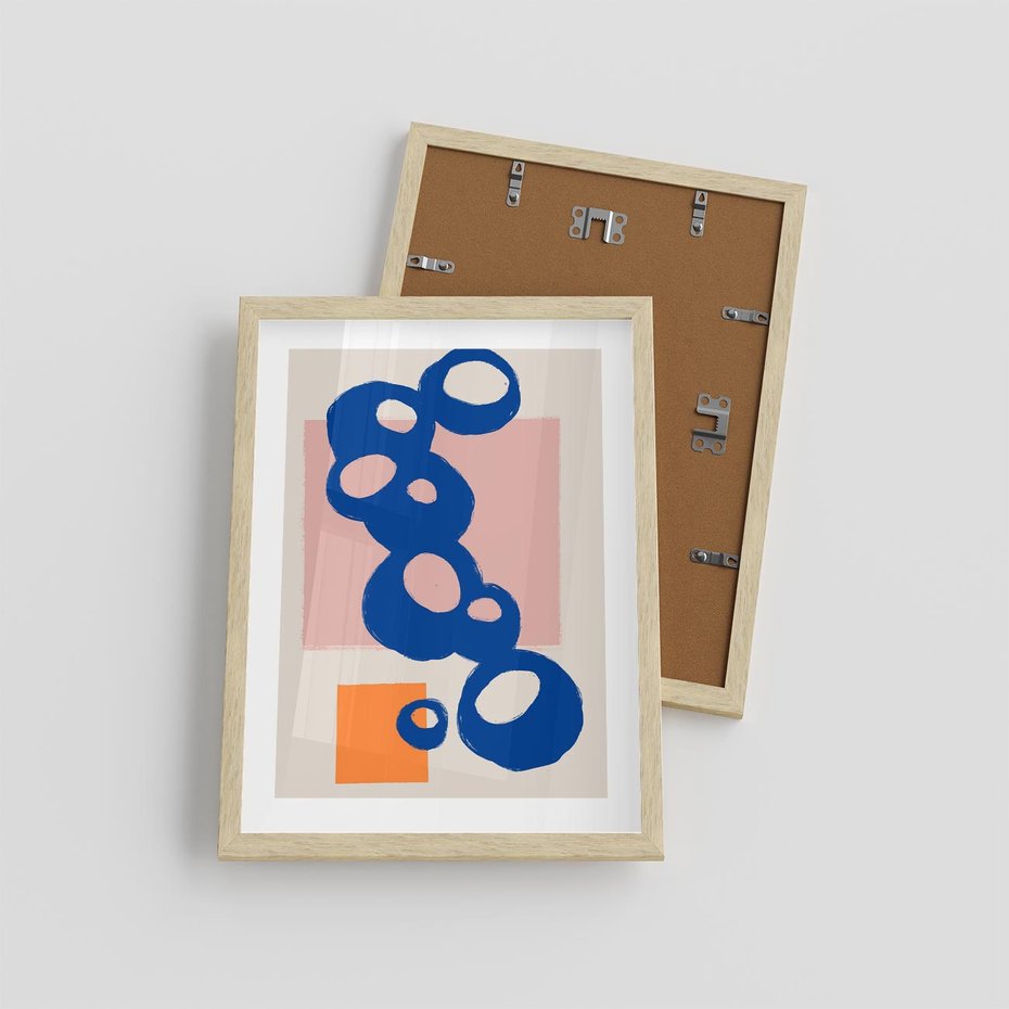 Plakat w ramie 30x40 - Migocące Plamiste Echa - abstrakcja, nowoczesny plakat - rama drewno