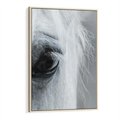 Obraz w ramie 50x70 - Oko Mocy - czarno białe zdjęcie, zbliżenie makro na oko konia - rama drewno