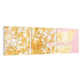 Obraz na płótnie 150x50 - : Elegancja w Złocie - złote, liście