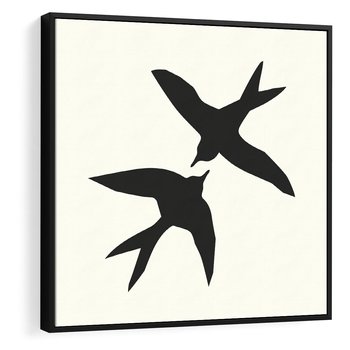 Obraz w ramie 50x50 - Kreatywne Echa - jaskółki, minimalizm - rama czarna
