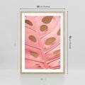 Plakat w ramie 50x70 - Różowy Liść Monstery - różowy liść monstery, nowoczesna fotografia - rama drewno