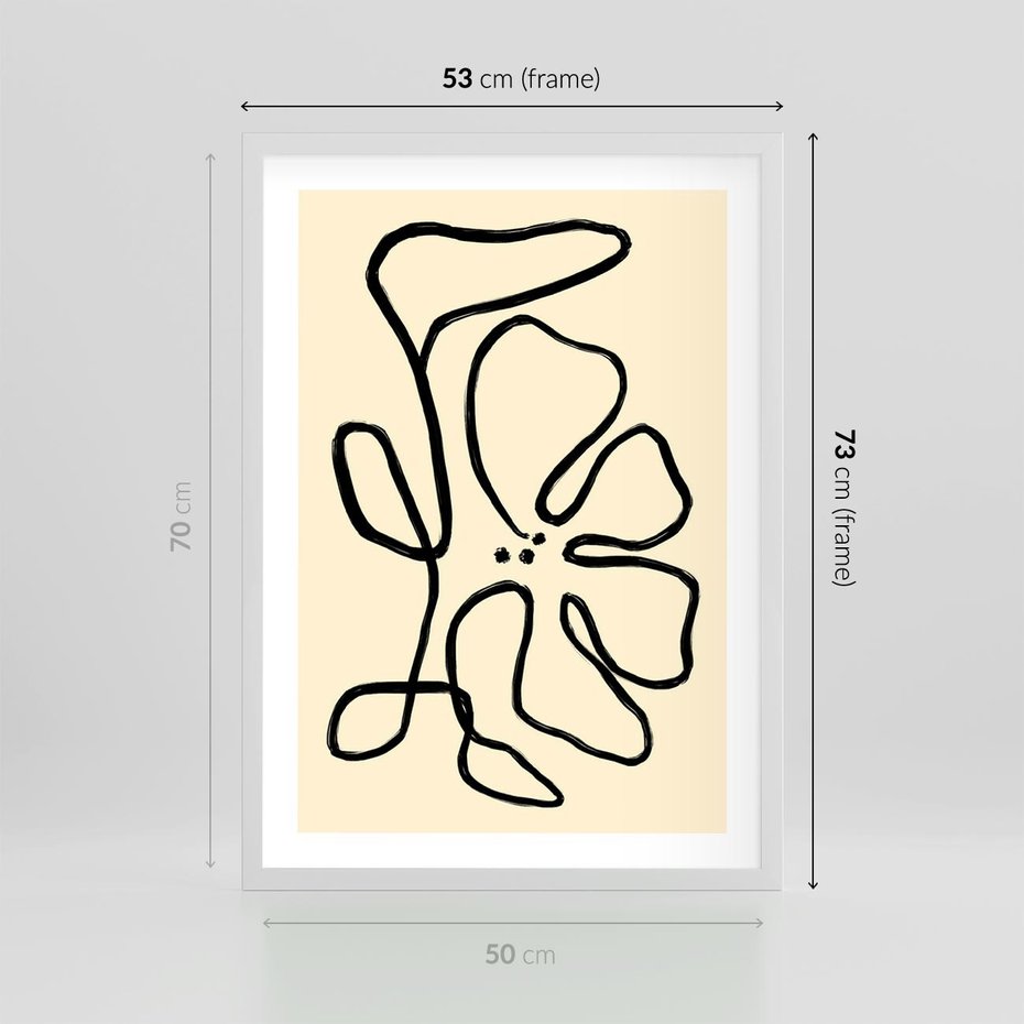Plakat w ramie 50x70 - Zaklęte Aberracje - abstrakcyjna sztuka, przypominająca kwiat - rama biała