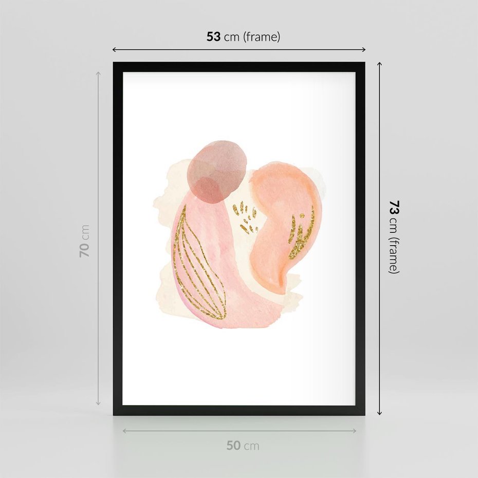 Plakat w ramie 50x70 - Impresje Przenikających Form - abstrakcyjne akwarelowe plamy, minimalizm - rama czarna