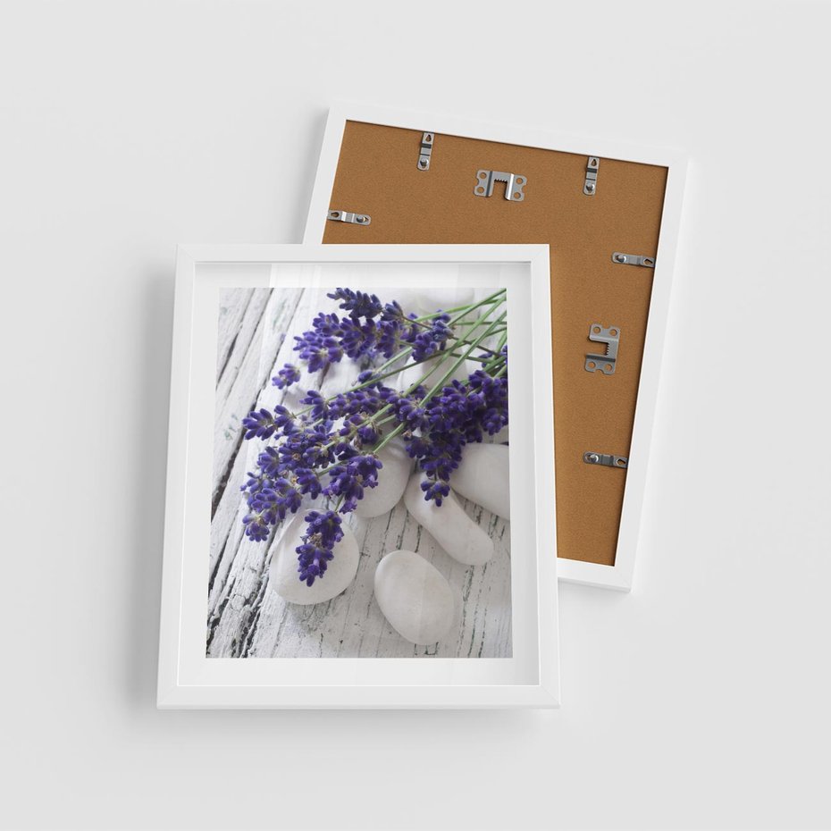 Plakat w ramie 40x50 - relaks z aromatem - lawenda, spa - rama biała