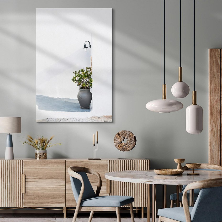 Obraz na płótnie 70x100 - Błękitne wybrzeże - Santorini, Grecja