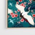Obraz w ramie 70x50 - Żurawie Wachlarze - orientalne japońskie żurawie, grafika - rama drewno