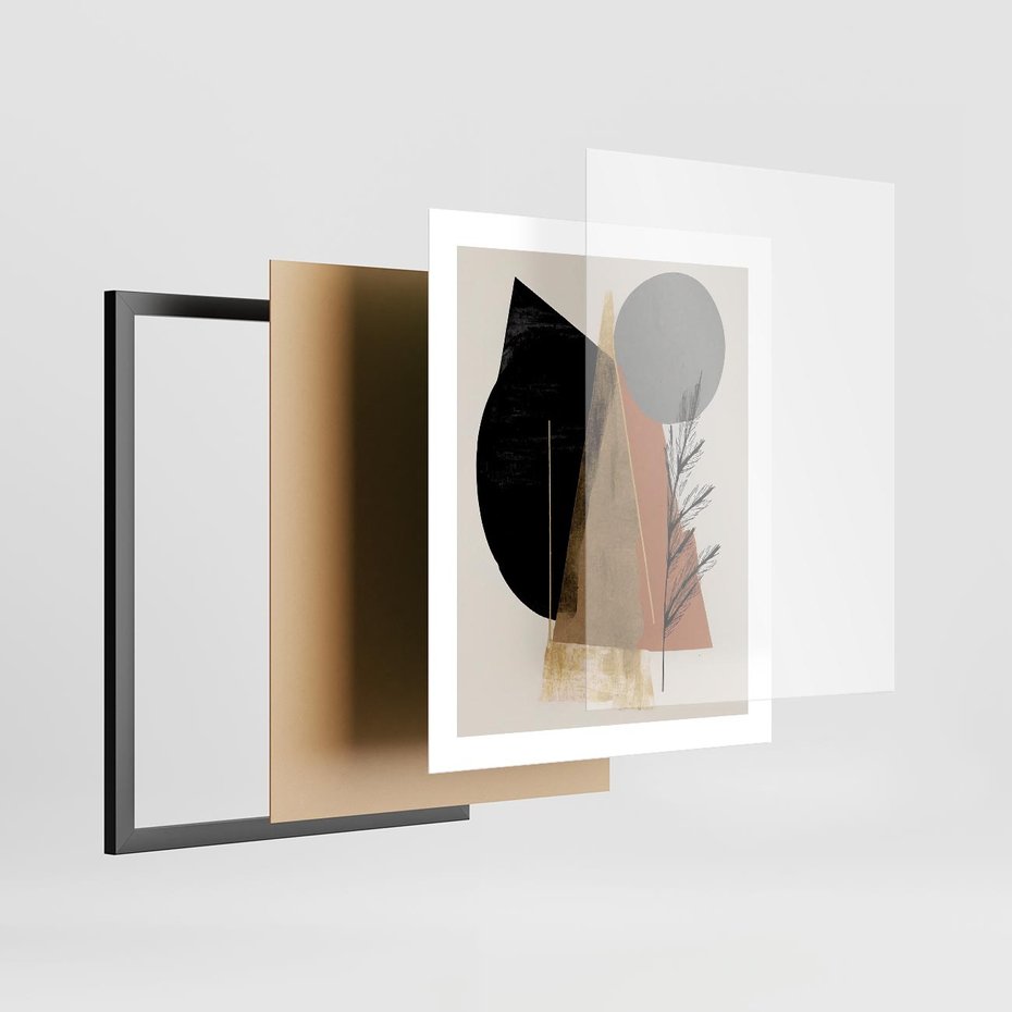 Plakat w ramie 40x50 - Wibracje Barw Ziemi - abstrakcyjny obraz, dziwne formy - rama czarna