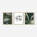 Zestaw obrazy w ramie 50x70 galeria - Palmy, pozytywe, myślenie - rama drewno