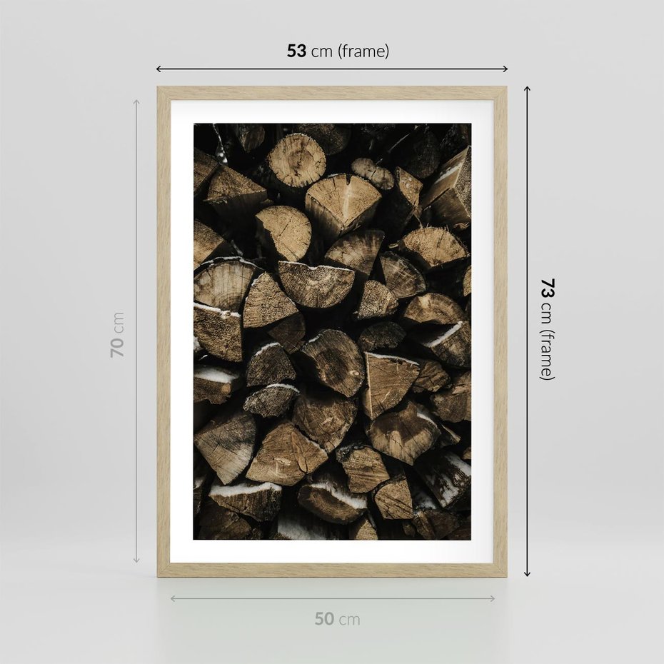 Plakat w ramie 50x70 - Piękno Prostej Formy - drewno, kłody - rama drewno