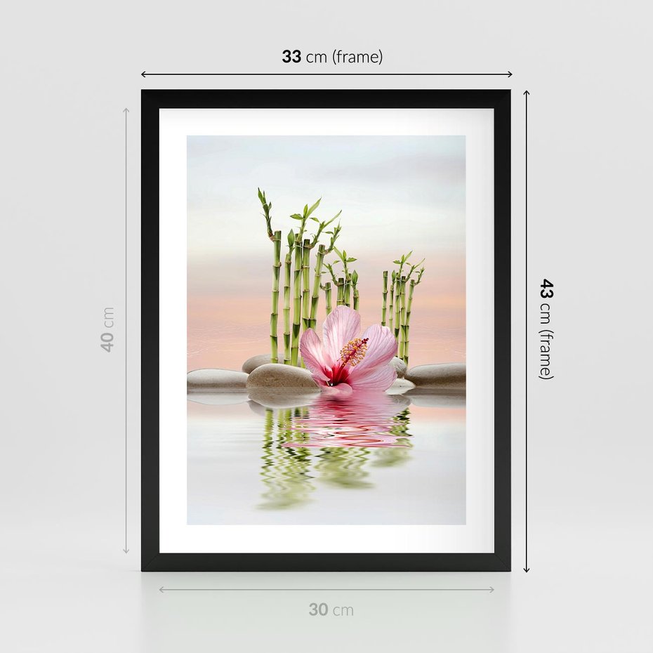 Plakat w ramie 30x40 - Harmonia i relaks - spa, bambus - rama czarna