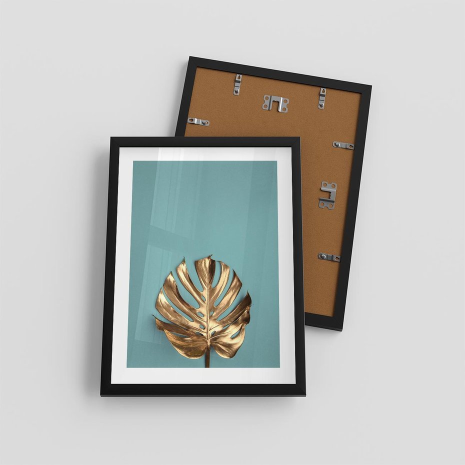 Plakat w ramie 30x40 - Piękno Natury - złote, liście - rama czarna