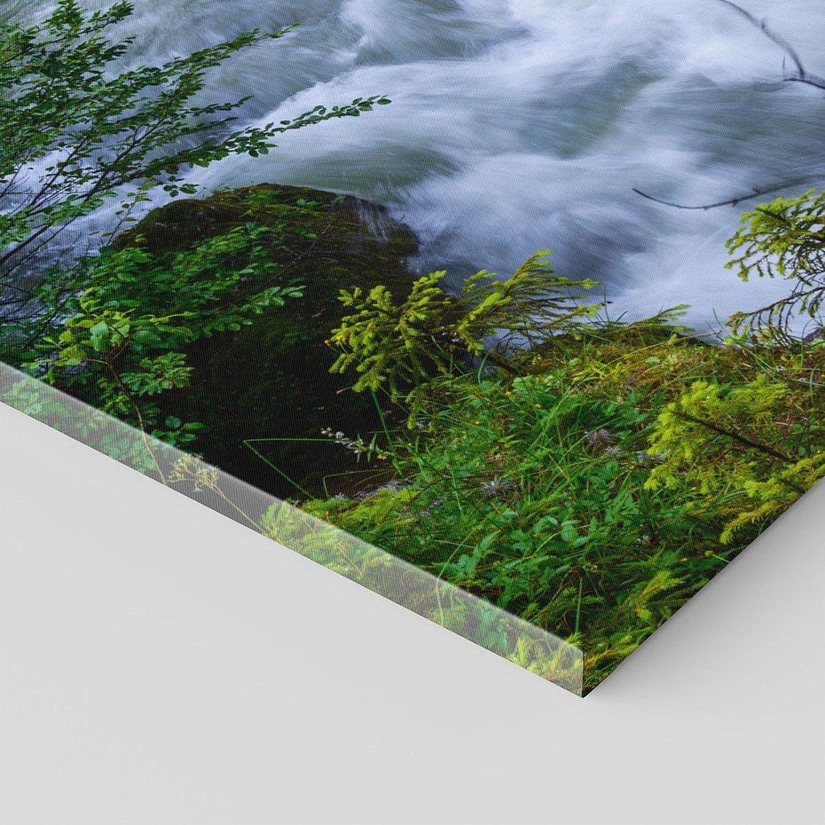 Obraz na płótnie 120x60 - Magia lasu nad rzeką - wodospad, rzeka