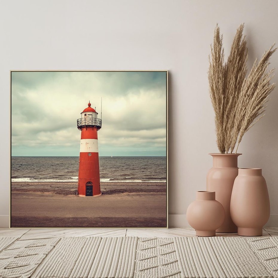 Obraz w ramie 80x80 - Retro Urok Morza - fotografia w stylu retro, vintage - rama drewno