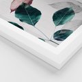 Plakat w ramie 50x70 - Pastelowe Liście w Minimalizmie - pastelowe liście, minimalistyczny obraz - rama biała