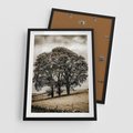 Plakat w ramie 50x70 - Spokojna Osamotniona Chwila - beżowe kolory, samotne drzewo na polu - rama czarna