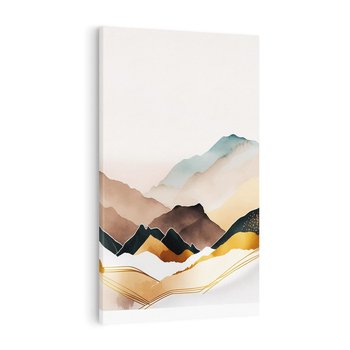 Obraz na płótnie 80x120 - Góry Tonące w Pastelach - złote pastelowe góry, akwarela