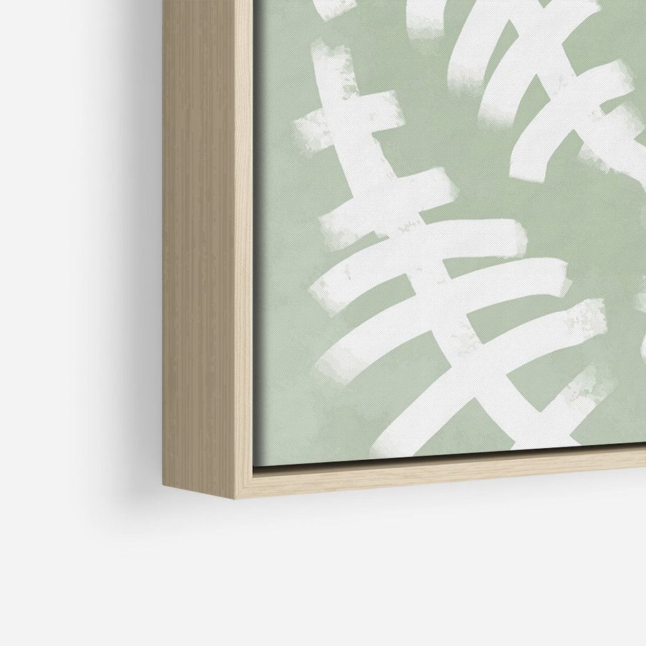 Obraz w ramie 70x100 - Oaza Zieleni - zielona abstrakcja, zgaszona zieleń - rama drewno
