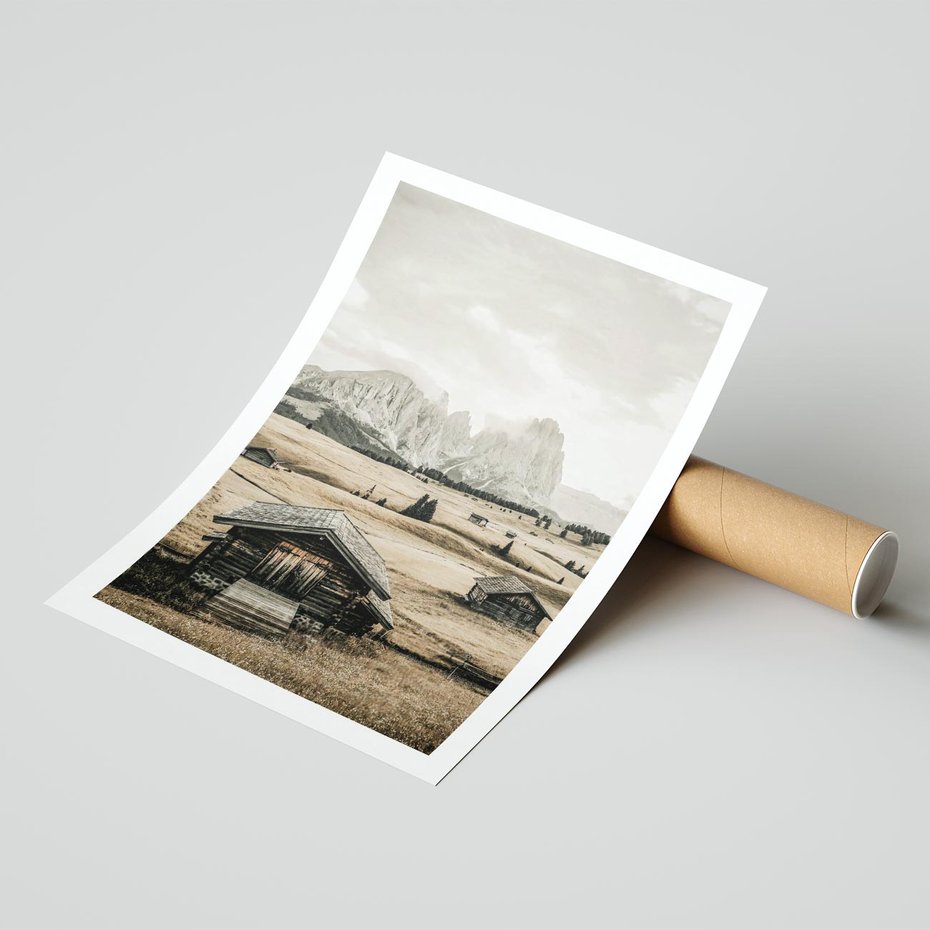 Plakat bez ramy 21x30 - Klasyczny Urok Górskich Domków - domki, w górach