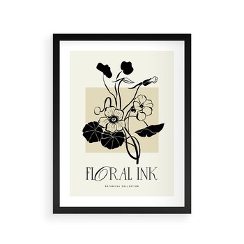 Plakat w ramie 30x40 - Podróż linii kwiatowego czasu - kwiaty, typografia - rama czarna