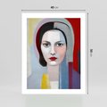 Plakat bez ramy 40x50 - Kolorowe Granice Form - abstrakcyjny obraz olejny, portret twarzy kobiety