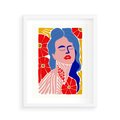 Plakat w ramie 40x50 - Nowoczesna Twarz - nowoczesna grafika, kolorowa twarz kobiety - rama biała