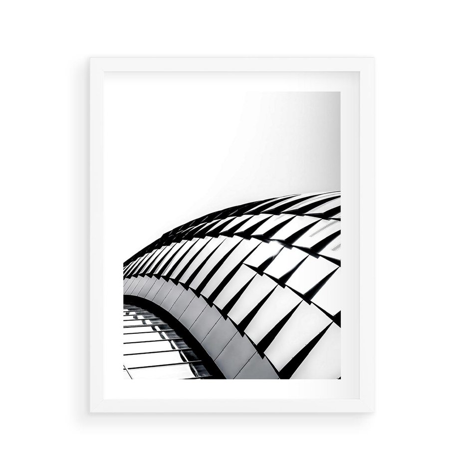 Plakat w ramie 40x50 - Dynamiczne Kształty - architektura, obłe kształty - rama biała