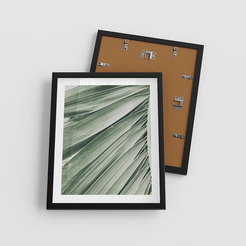 Plakat w ramie 40x50 - Tropikalna Oaza - zielony liść palmy, zieleń - rama czarna