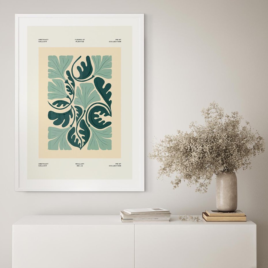 Plakat w ramie 30x40 - Podróżne Impresje - roślinne motywy, ornamenty - rama biała