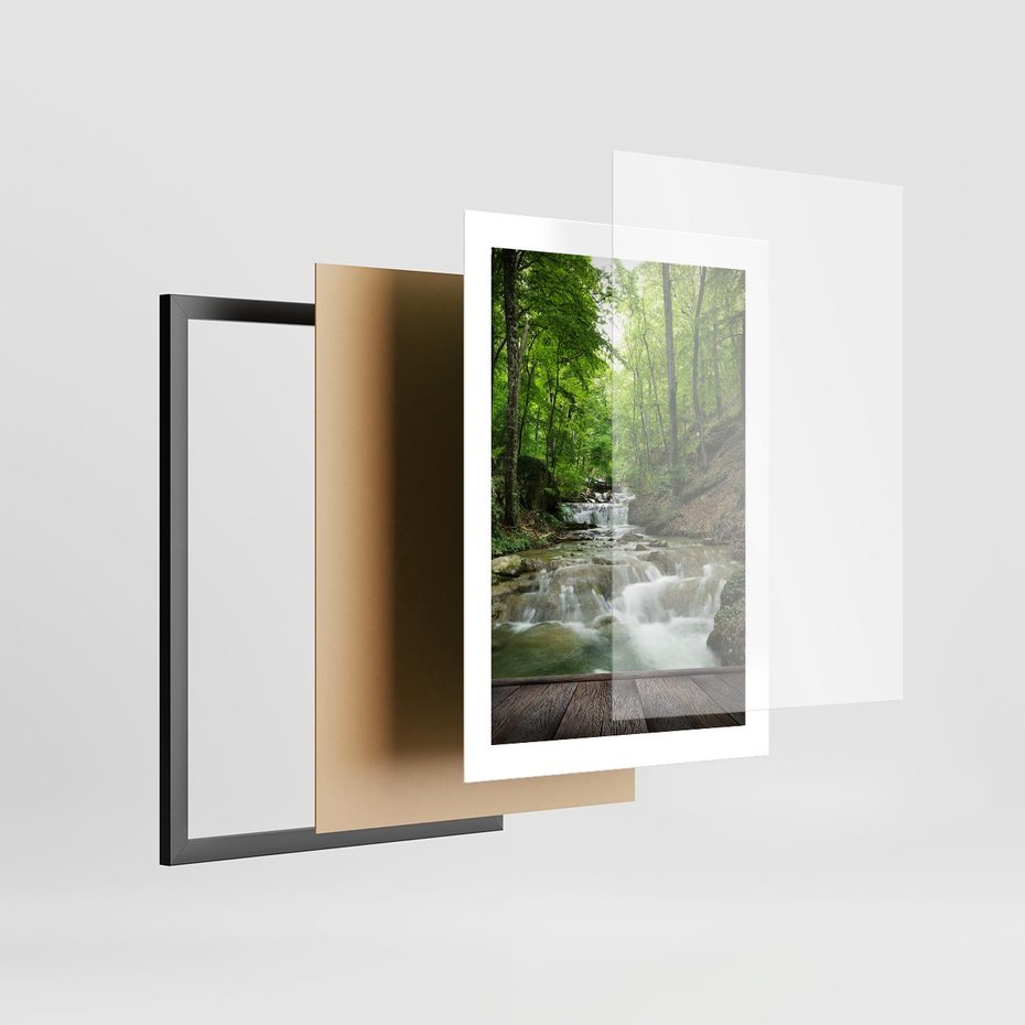 Plakat w ramie 30x40 - Plączący się strumień - rzeka, strumień - rama czarna